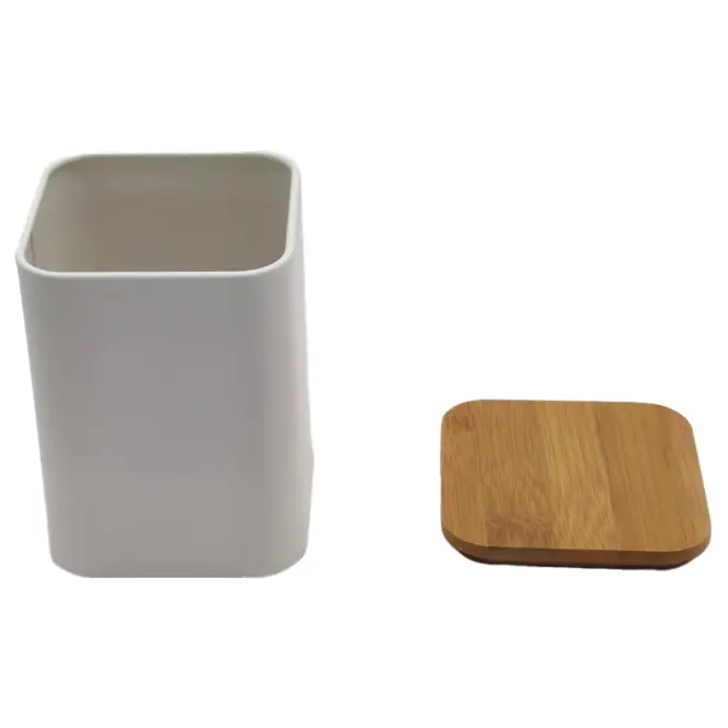 Kontajner s bambusovým vekom white FTC698 9x9x13,5h cm,3