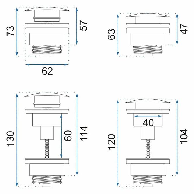 Umývadlová výpust univerzálna klik-klak Rea brúsené zlato,3