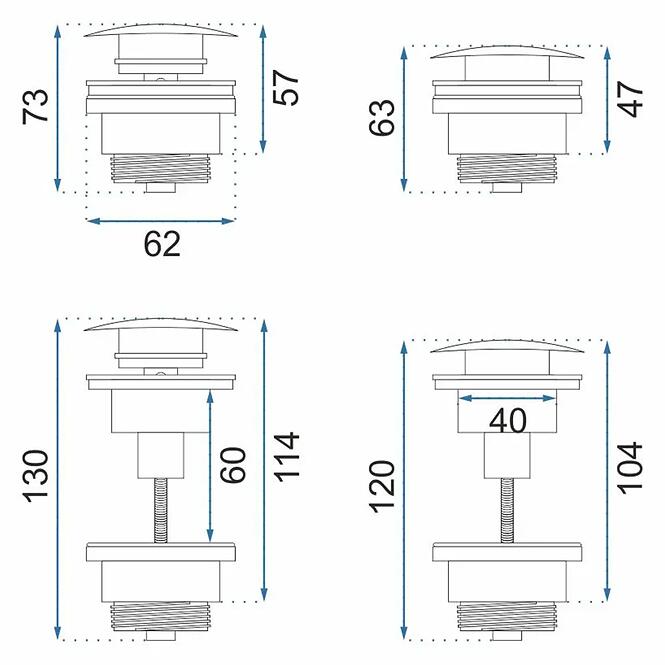 Umývadlová výpust univerzálna klik-klak Rea brúsený nikel INOX,3