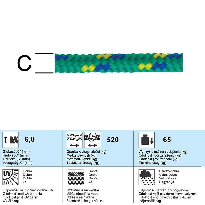 Polypropylén Lano s Vnútorným Jadrom Sivá – Priemer 6 mm - Tovar na Mieru,2
