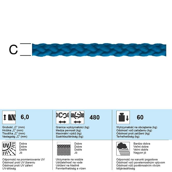 Polypropylén Lano modré – Priemer 6 mm - Tovar na Mieru