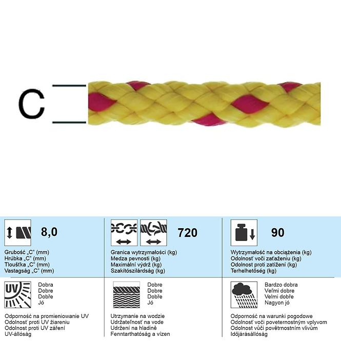 Polypropylén Lano Červená/Žltá – Priemer 8 mm - Tovar na Mieru