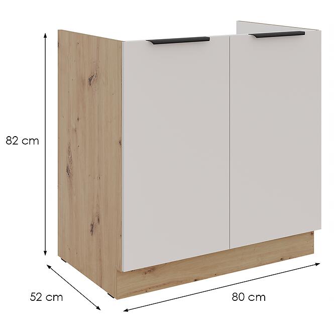 Kuchynská skrinka Solea cashmere/artisan 80ZL 2F BB