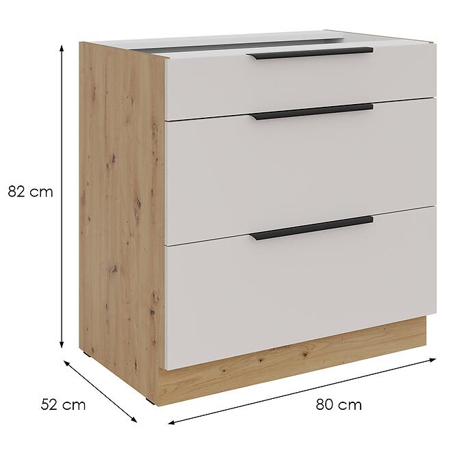 Kuchynská skrinka Solea cashmere/artisan 80D 3S BB