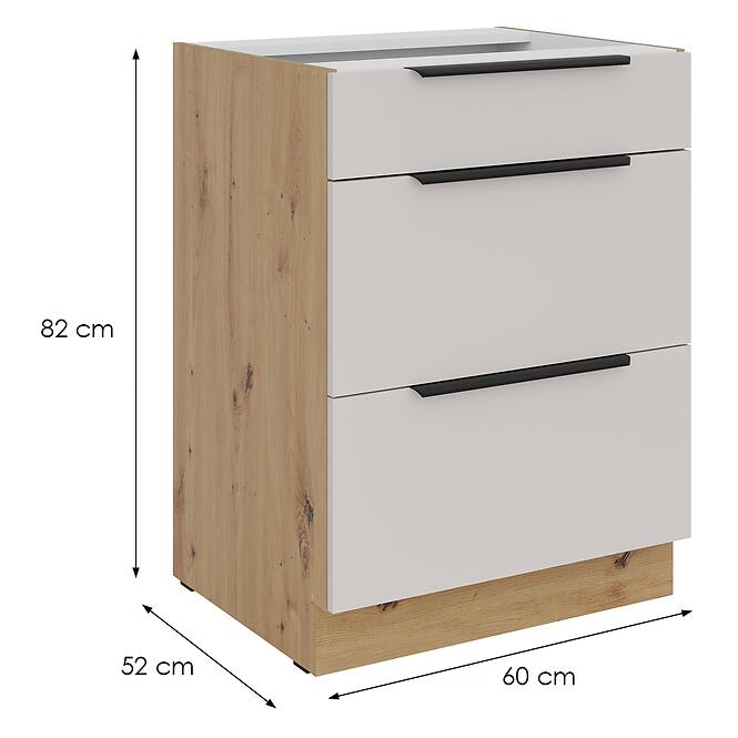 Kuchynská skrinka Solea cashmere/artisan 60D 3S BB,2