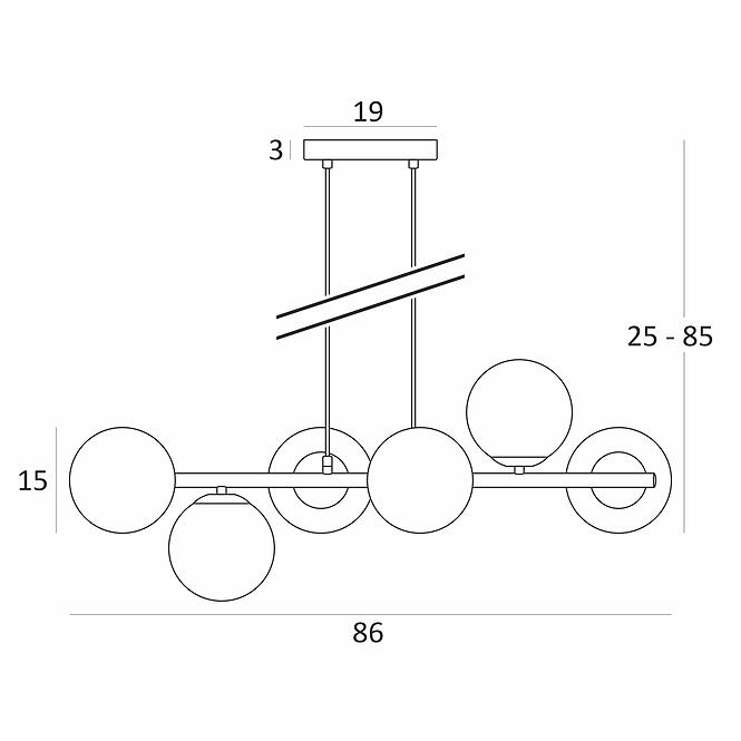 Závesné svietidlo Ceres 2943/Z-A-6 zlatá LW6,6