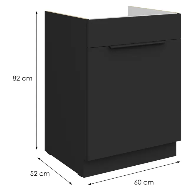 Kuchynská skrinka Aria-Bl/Bl Anti Fingerprint 60zl 1s Bb,2