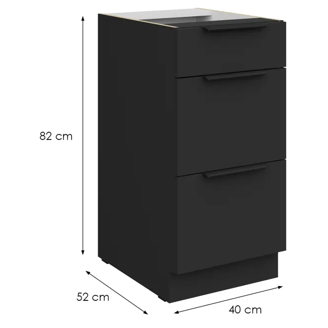 Kuchynská skrinka Aria-Bl/Bl Anti Fingerprint 40d 3s Bb,2
