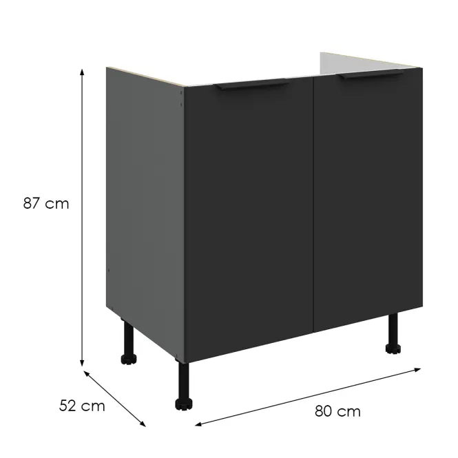 Kuchynská skrinka Aria-Bl/Ant Anti Fingerprint 80zl 2f Bb,2