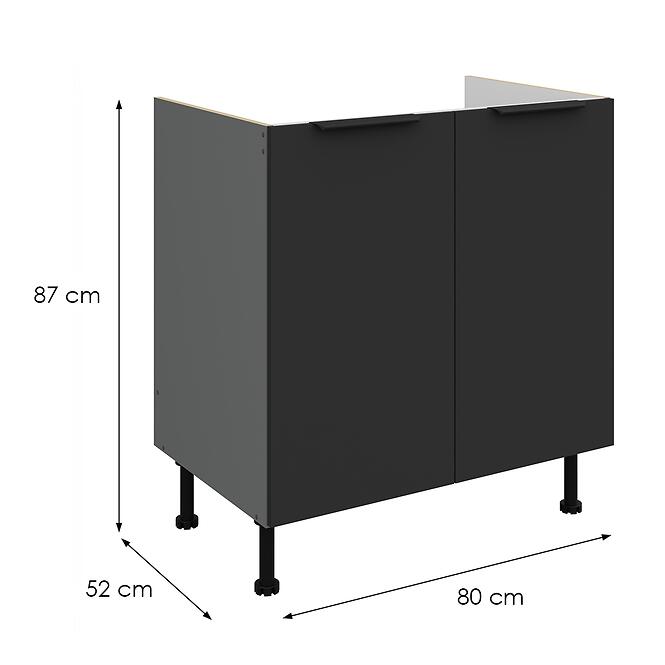 Kuchynská skrinka Aria-Bl/Ant Anti Fingerprint 80zl 2f Bb,2