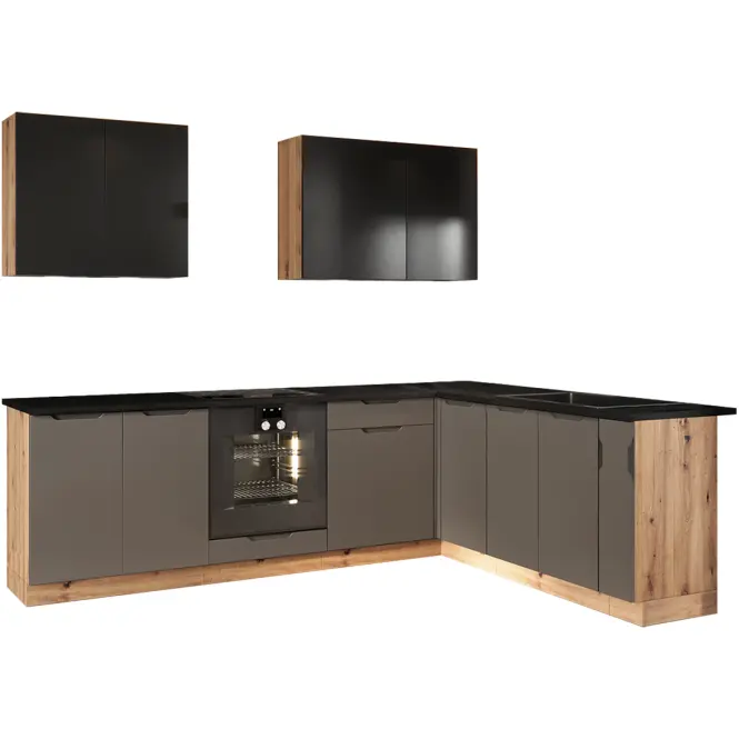 Kuchynská linka Isabel Čierny hrášok 2,0 X 2,6 Dub Artisan/Mocca Grey