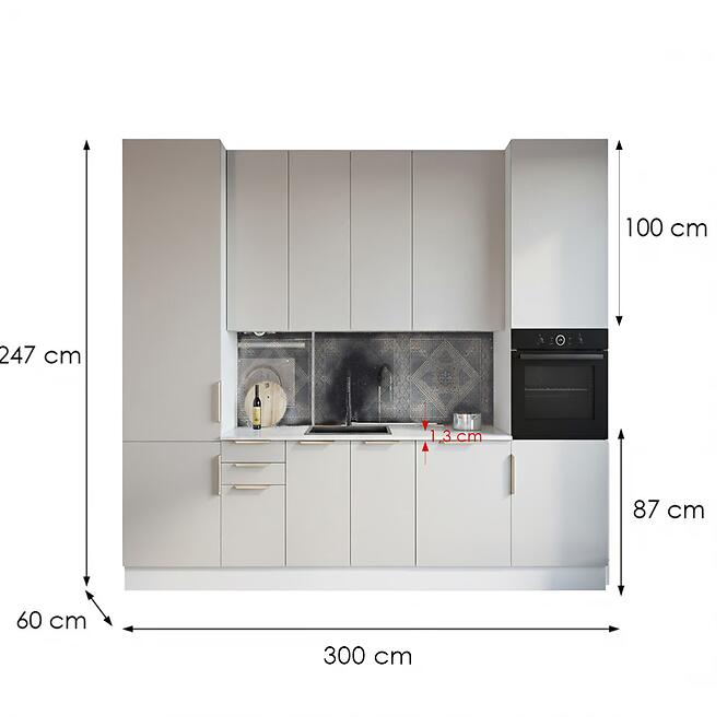 Kuchynská linka Luxeo 300 Biela/ Beige Set 4