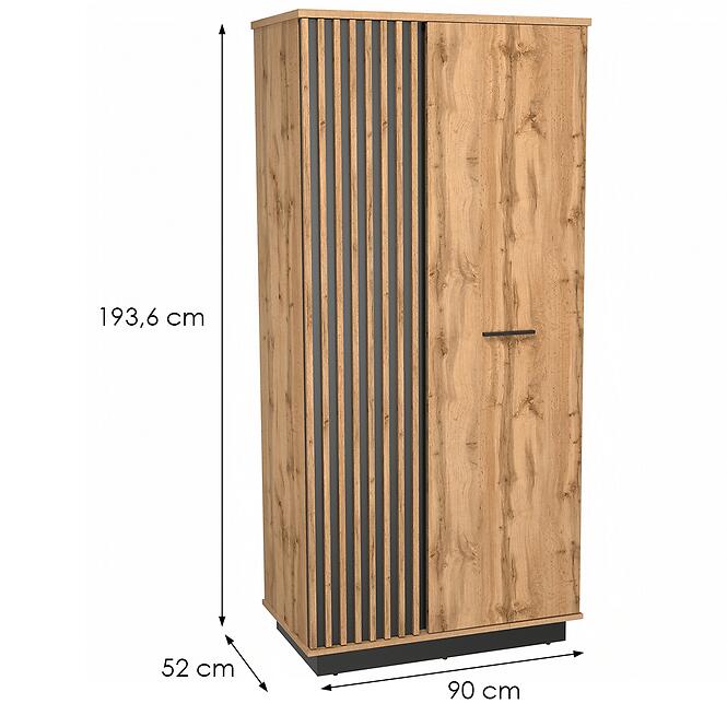Skriňa La27 Lamelo Dub Wotan/Čierna Mat,2