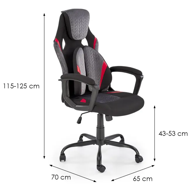 Kreslo pre hráča Jensen čierna/sivá/červená