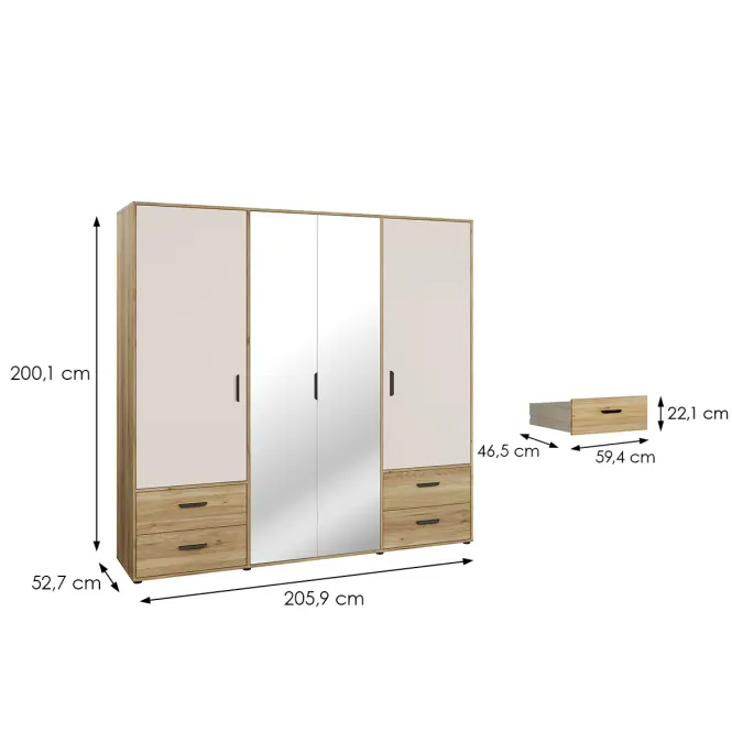 Skriňa Mokkaro  Moks845-M802  2d2lud4sz Piesok/Dub Mauvella
