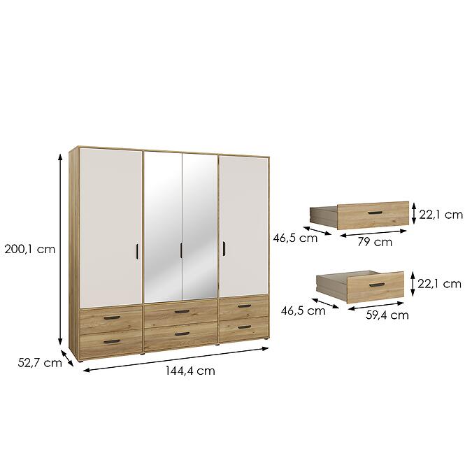 Skriňa Mokkaro  Moks846-M802  2d2lud6sz Piesok/Dub Mauvella
