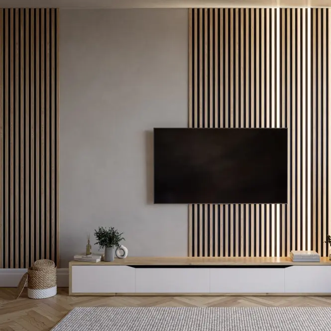 Akustické panely lamelové na plsti Saragossa lumi led 30x265