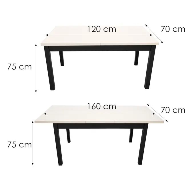 Stôl St-67 120x70+40 Dub Kašmír/Čierna,2