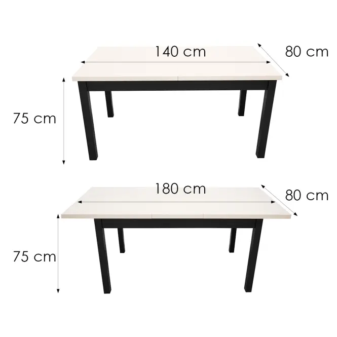 Stôl St-67 140x80+40 Dub Kašmír/Čierna,2