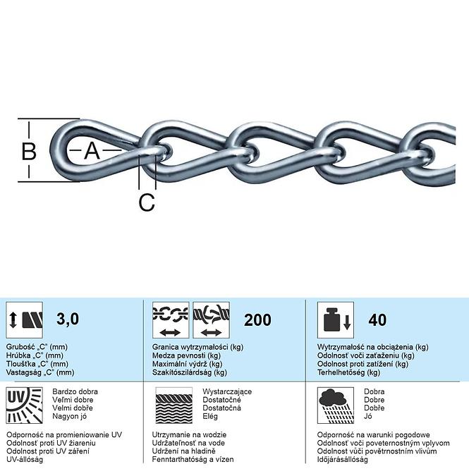Reťaz Uzlíková Pozinkovaný – Priemer 3 mm - Tovar na Mieru
