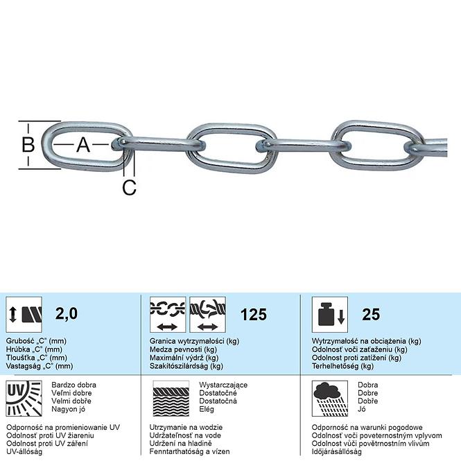 Reťaz Uzlíková Pozinkovaný – Priemer 2 mm - Tovar na Mieru