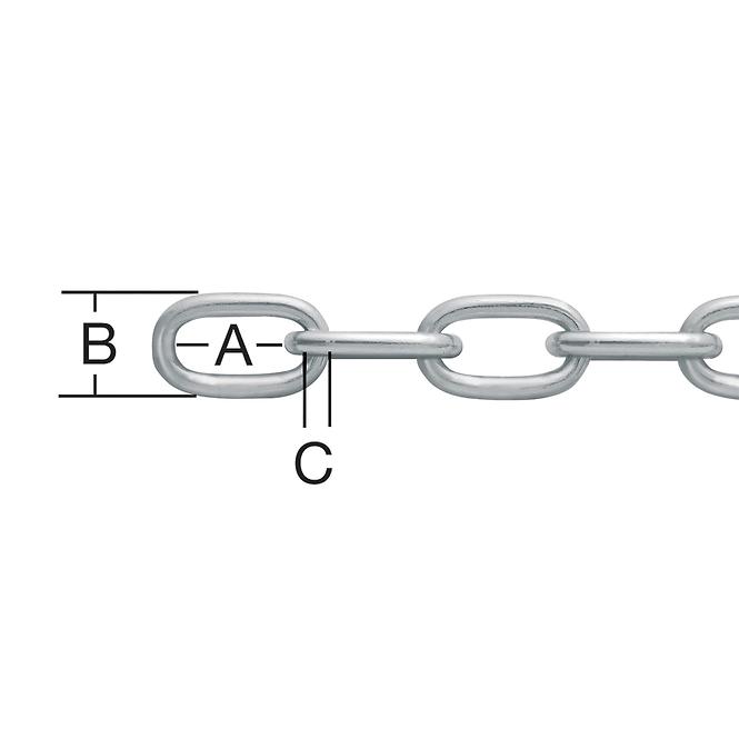 Technická Reťaz Okrúhla Pozinkovaný – Priemer 6 mm - Tovar na Mieru