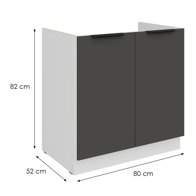 Kuchynská skrinka Aria-Gr/Wh Anti Fingerprint 80zl 2f Bb