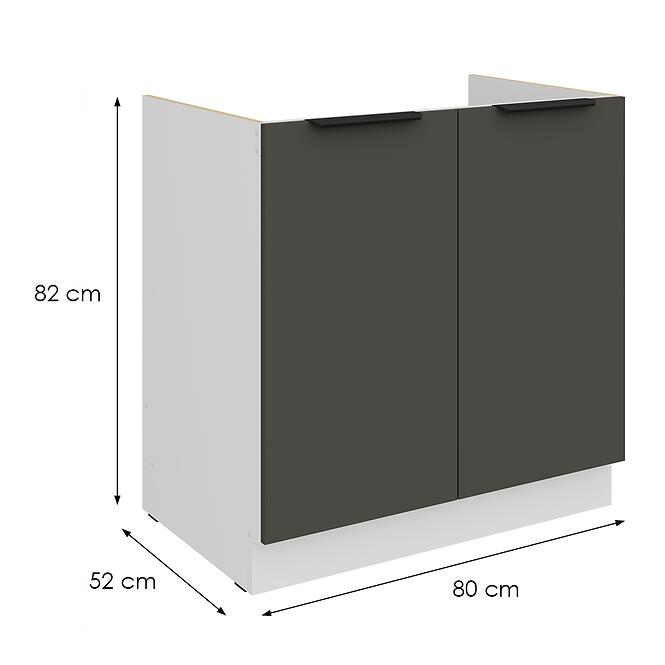 Kuchynská skrinka Aria-Gr/Wh Anti Fingerprint 80zl 2f Bb,2