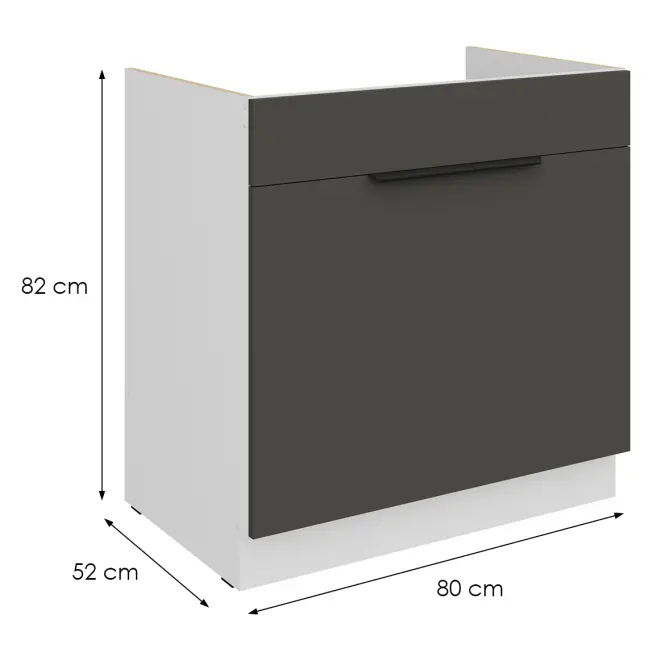 Kuchynská skrinka Aria-Gr/Wh Anti Fingerprint 80zl 1s Bb,2
