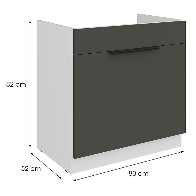 Kuchynská skrinka Aria-Gr/Wh Anti Fingerprint 80zl 1s Bb,2