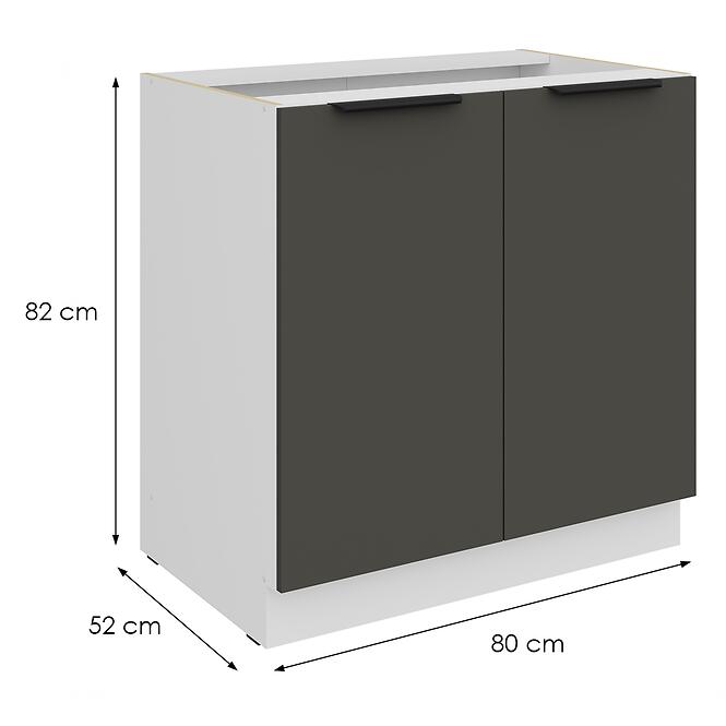 Kuchynská skrinka Aria-Gr/Wh Anti Fingerprint 80d 2f Bb,2