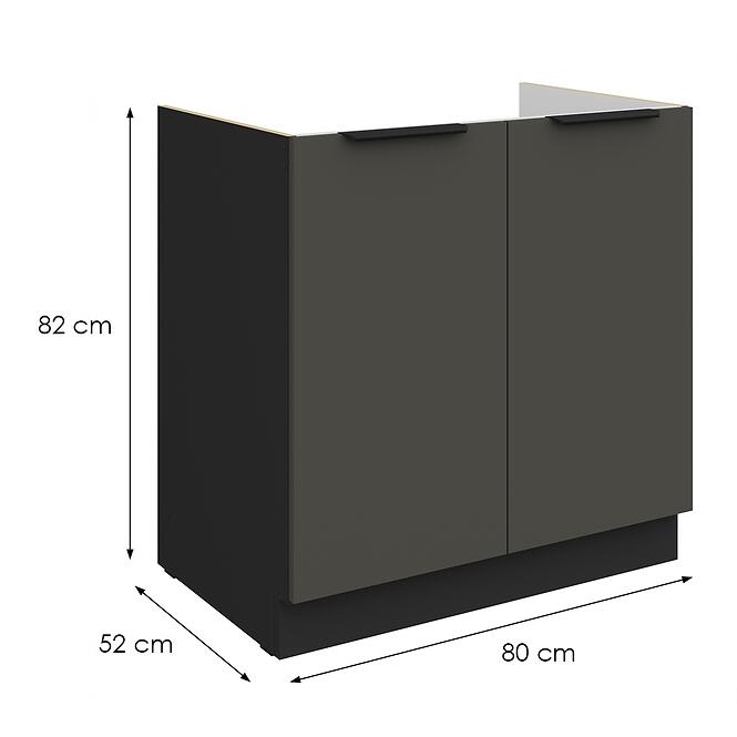 Kuchynská skrinka Aria-Gr/Bl Anti Fingerprint 80zl 2f Bb,2