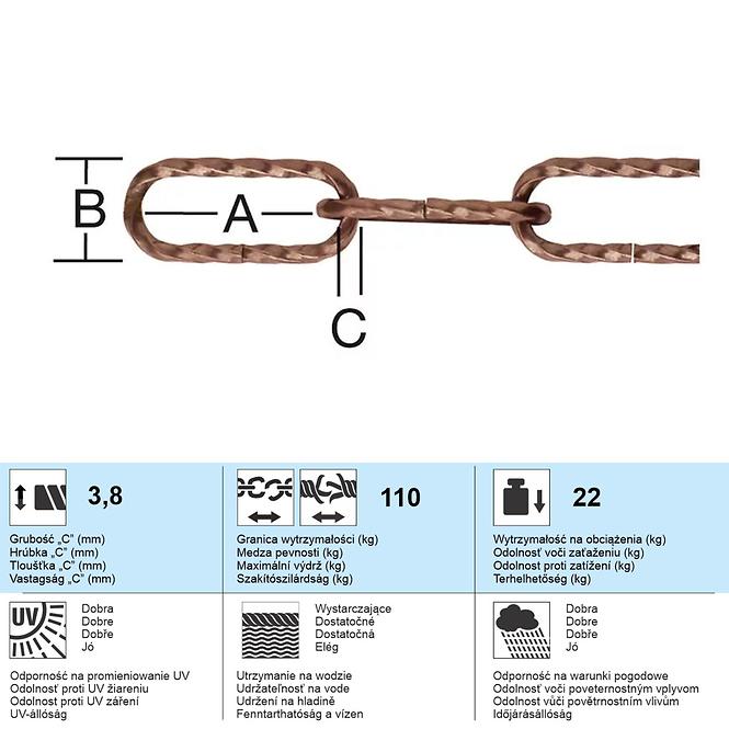 Dekoratívna Reťaz Oxidovaná – Priemer 3.8 mm - Tovar na Mieru