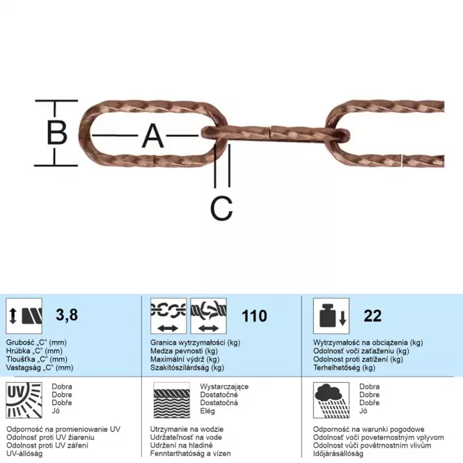 Dekoratívna Reťaz Oxidovaná – Priemer 3.8 mm - Tovar na Mieru,2