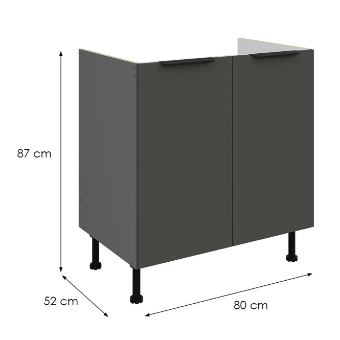 Kuchynská skrinka Aria-Gr/Ant Anti Fingerprint 80zl 2f Bb,2