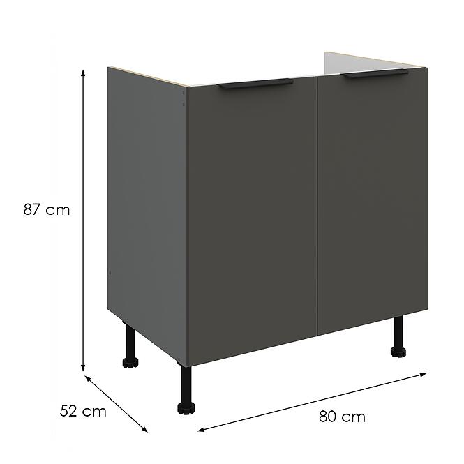 Kuchynská skrinka Aria-Gr/Ant Anti Fingerprint 80zl 2f Bb,2