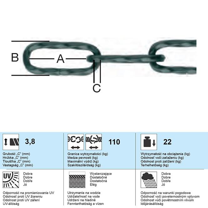 Dekoratívna Reťaz Čierna – Priemer 3.8 mm - Tovar na Mieru