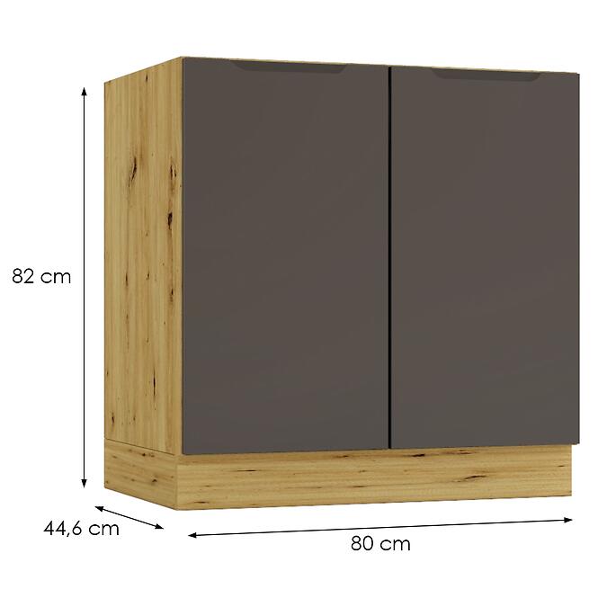 Kuchynská skrinka Cosmo Isabel D80zl Mocca Grey/Dub Artisan,3