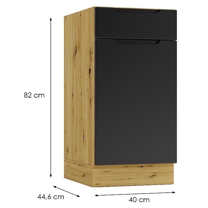 Kuchynská skrinka Cosmo Isabel D40s/1 P/L Čierny hrášok/Dub Artisan