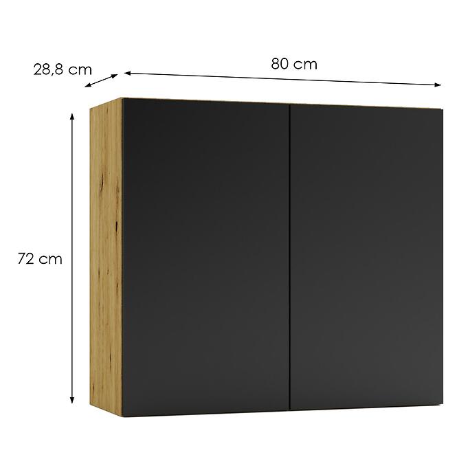 Kuchynská skrinka Cosmo Isabel W80 Čierny hrášok/Dub  Artisan,3