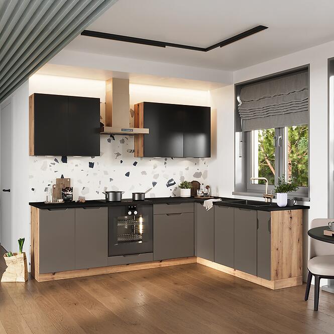 Kuchynská skrinka Cosmo Isabel W45 P/L Čierny hrášok/Dub  Artisan