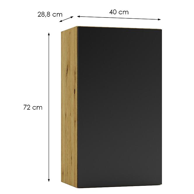 Kuchynská skrinka Cosmo Isabel W40 P/L Čierny hrášok/Dub  Artisan,3