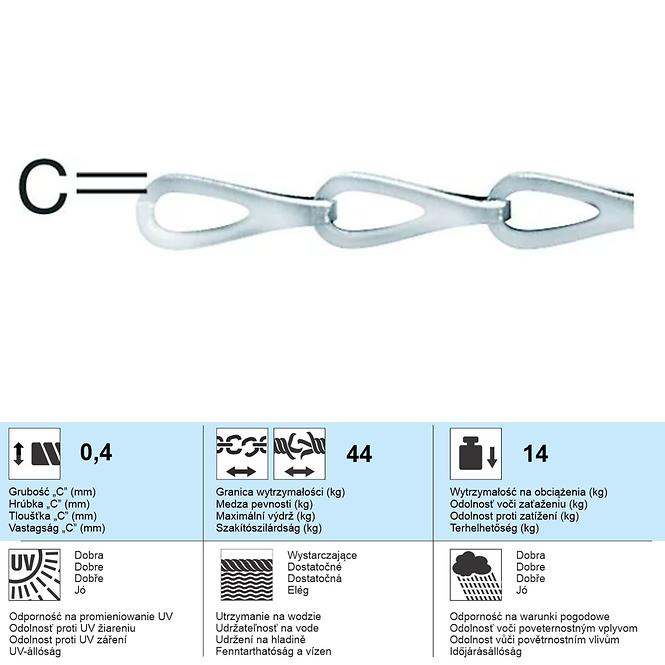 Reťaz Mosadz/Chróm – Priemer 0.4 mm - Tovar na Mieru