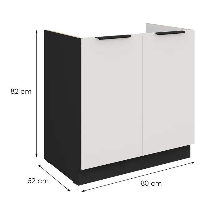 Kuchynská skrinka Aria-Wh/Bl Anti Fingerprint 80zl 2f Bb,2