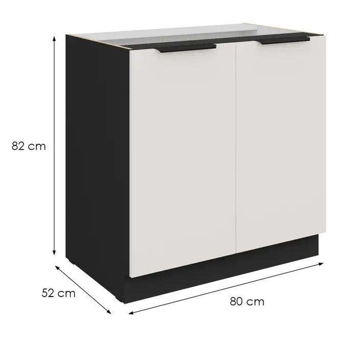 Kuchynská skrinka Aria-Wh/Bl Anti Fingerprint 80d 2f Bb