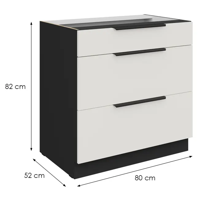 Kuchynská skrinka Aria-Wh/Bl Anti Fingerprint 80d 3s Bb,2