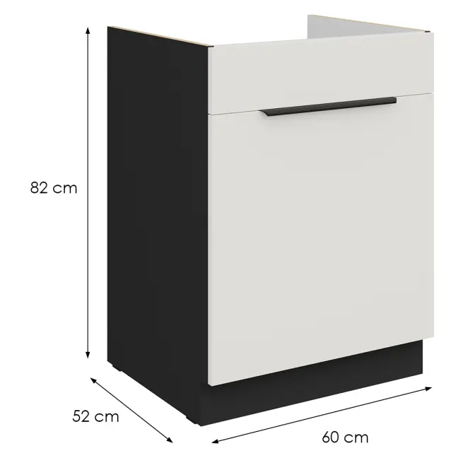 Kuchynská skrinka Aria-Wh/Bl Anti Fingerprint 60zl 1s Bb,2