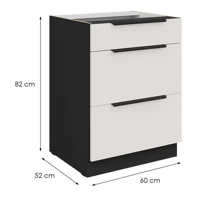 Kuchynská skrinka Aria-Wh/Bl Anti Fingerprint 60d 3s Bb,2