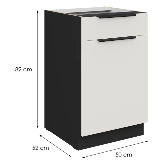 Kuchynská skrinka Aria-Wh/Bl Anti Fingerprint 50d 1f 1s Bb,2