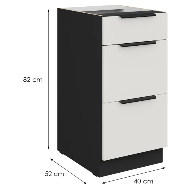 Kuchynská skrinka Aria-Wh/Bl Anti Fingerprint 40d 3s Bb,2